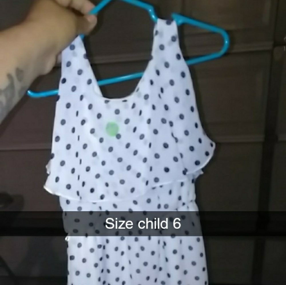 Girls white and black pot a dot dress